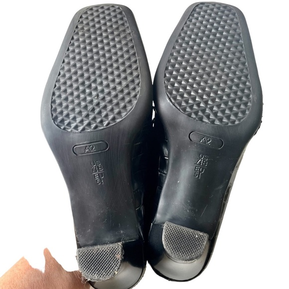 A2 by Aerosoles “Cintennial” Faux Croc print 3”Heeled Slides Black Size 7.5M - Picture 11 of 11